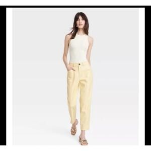A New Day High-Rise Faux Leather Ankle Trousers -Yellow Women's 14 New